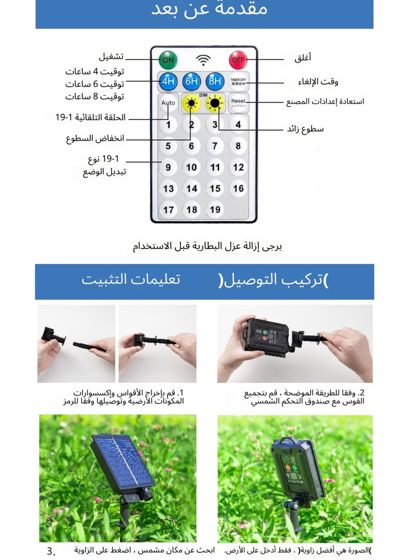 مُوسُّي سلسلة مصابيح LED تعمل بالطاقة الشمسية، مثالية للإضاءة الخارجية أثناء التخييم، وتُستخدم كأضواء احتفالية أو في الفناءات. تتميز بأضواء نجمية ومصباح قمرية، وتوفر ثمانية أوضاع إضاءة مختلفة، بطول 6.0 متر وعدد 30 مصباحًا. تدعم الشبكة الكهربائية عبر منفذ USB بجهد 5 فولت، ويمكن ترقية الأداء باستخدام لوحة شمسية عالية القدرة مع بطارية سعة كبيرة. - Image 3